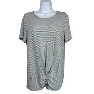 Rachel Zoe Twist Front Striped Gray and White Women's Top Size Medium
